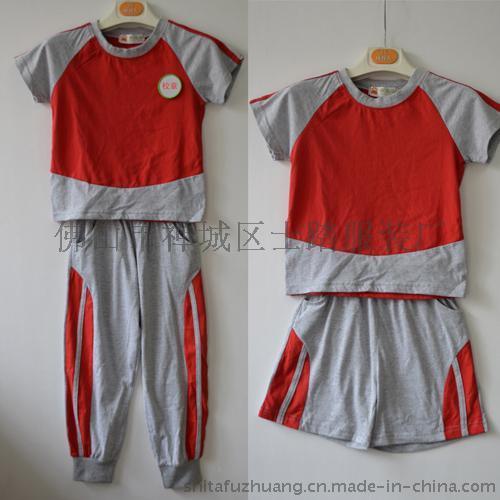 全棉夏季园服 短袖儿童套装（长裤、短裤两款）STX20140021